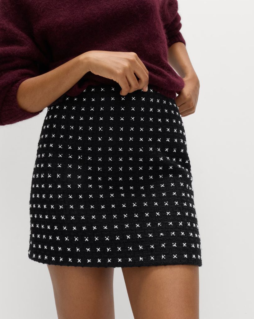 M&S Tweed Embellished Mini A-Line Skirt