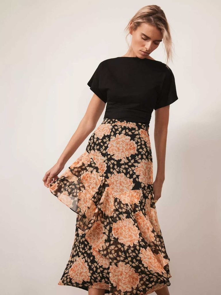 Falda midi de menta por terciopelo mental