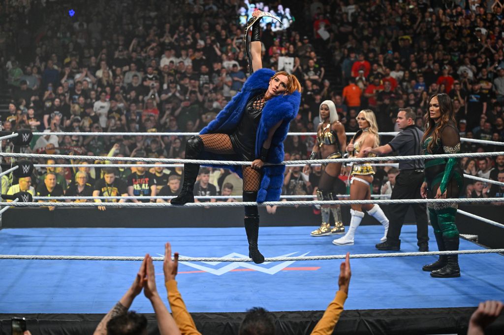 Becky Lynch enters the ring during SmackDown at The 3Arena Dublin