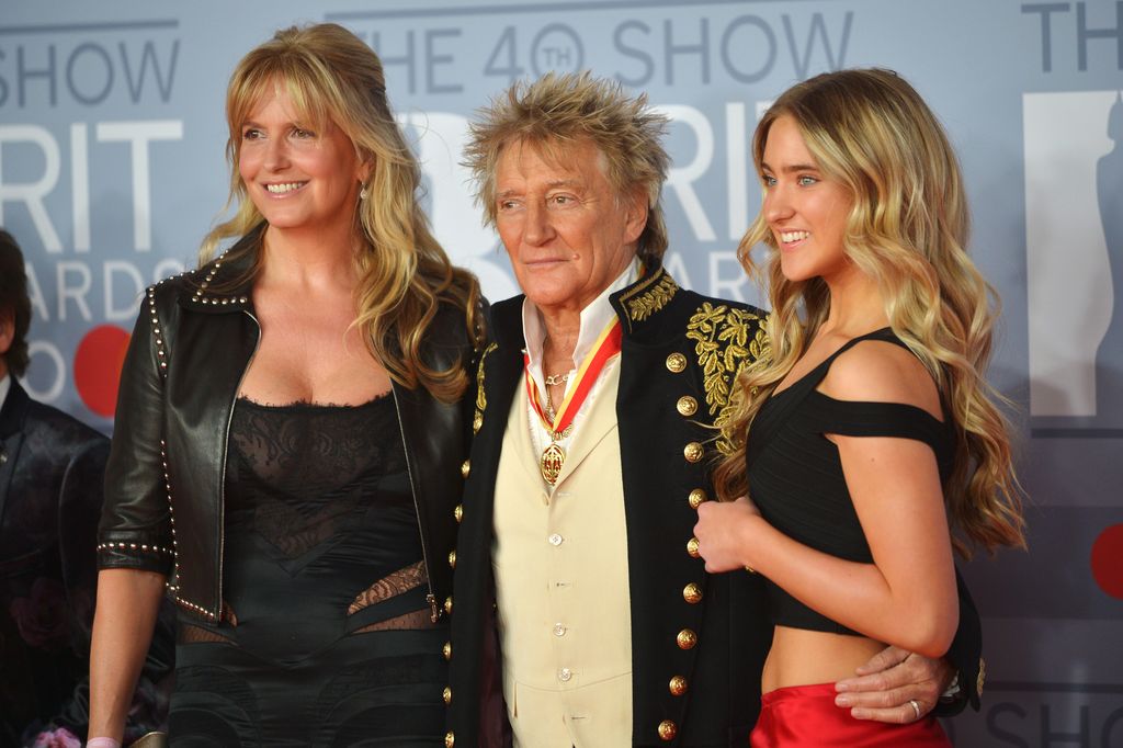 Penny Lancaster, Rod Stewart and Ruby Stewart at the BRITs