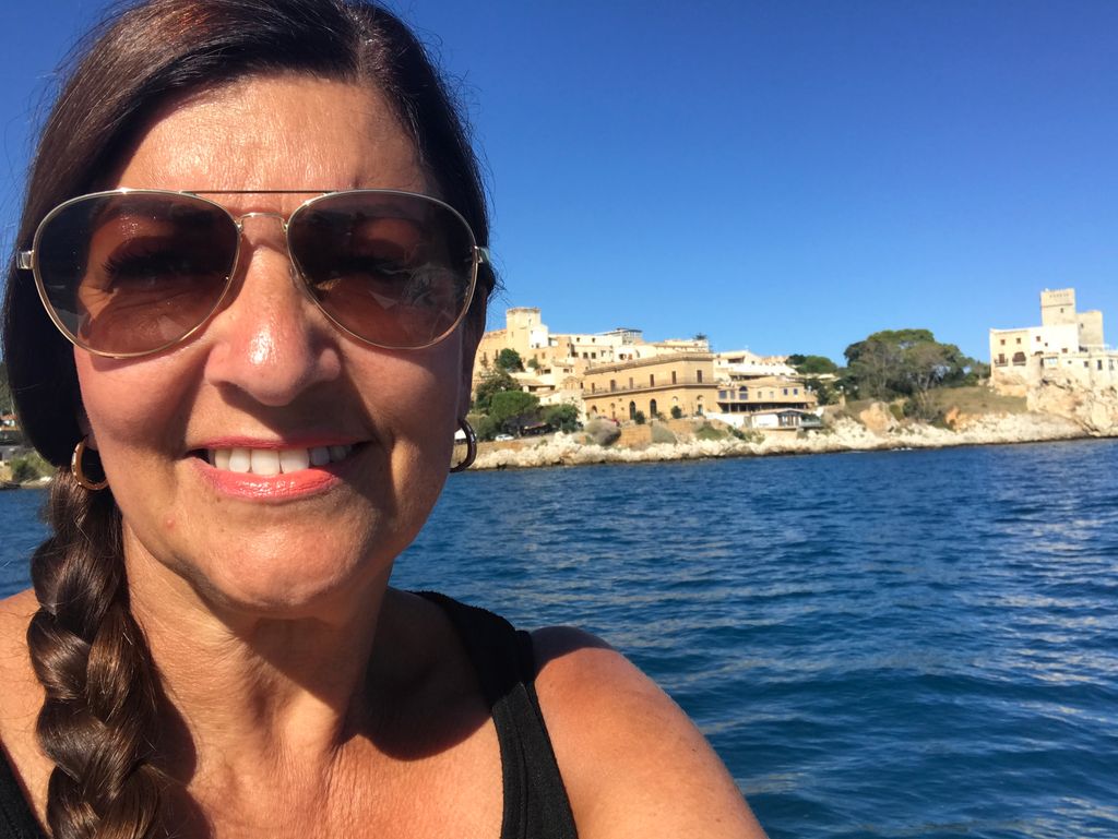 Selfie of a woman on a boat 