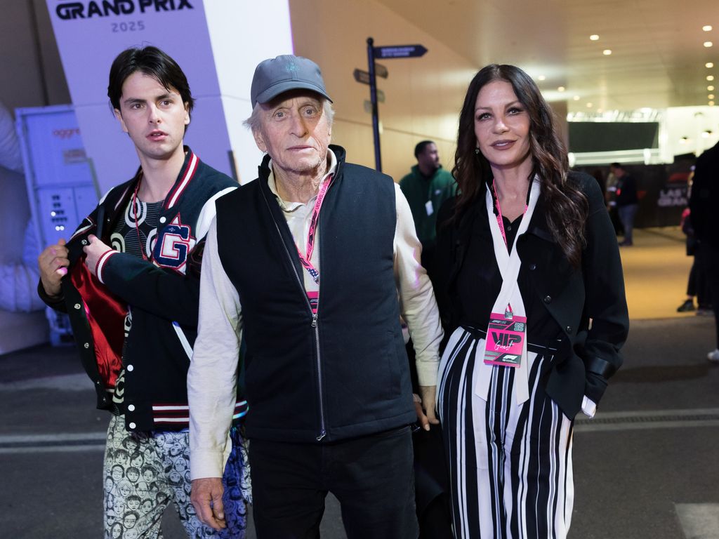 Dylan Douglas, Michael Douglas and Catherine Zeta-Jones in Las Vegas, Nevada. 