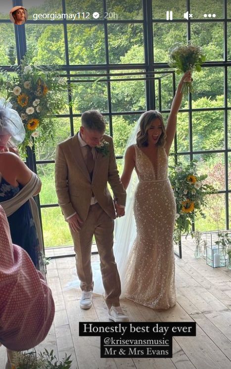 Georgia May Foote at her wedding to Kris Evans