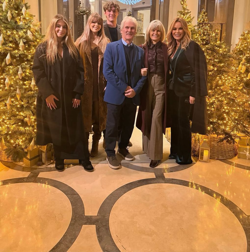 Amanda Holden with her daughters and parents for a festive night out