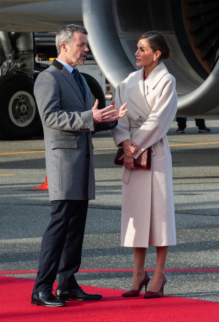 Queen Letizia and King Felipe VI arrive at the Vilhelm Lauritzen terminal in Copenhagen Airport