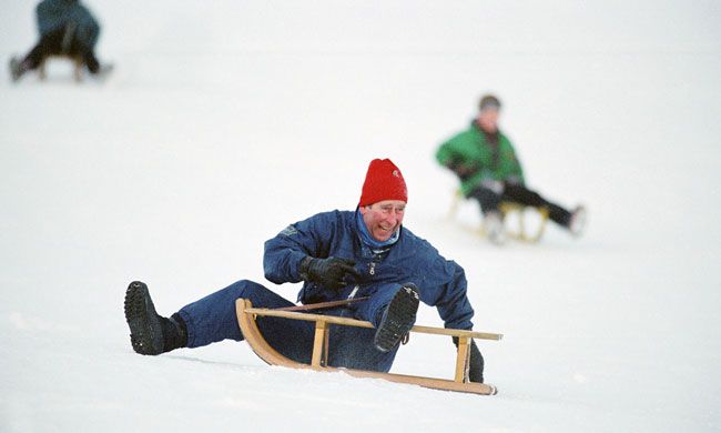 King Charles falling off sledge, 1995