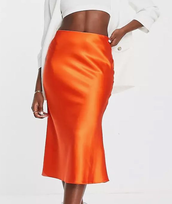 orange satin skirt