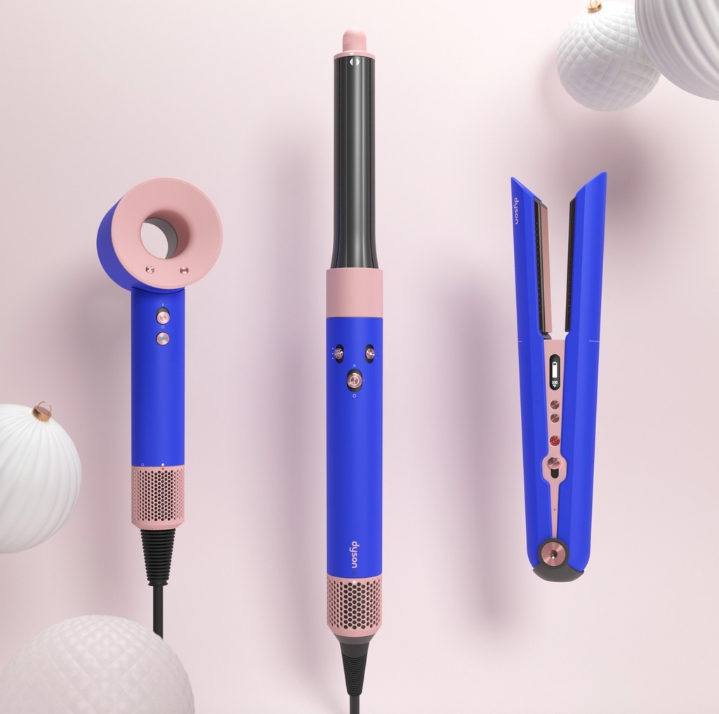 Dyson hair tools in blue and blush