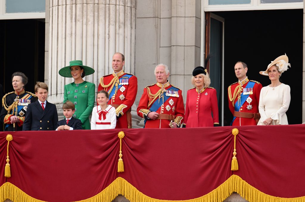 The british royal family watching the trooping of the colour flypast from Buckingham Palace's balcony in 2023