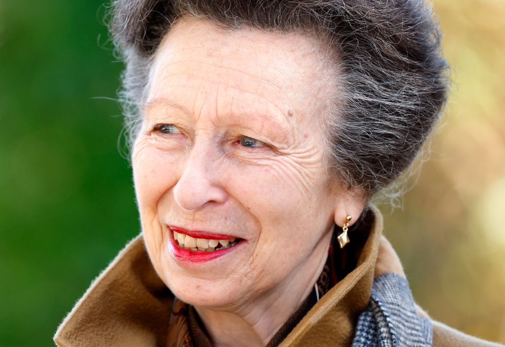 Princess Anne close up wearing red lipstick