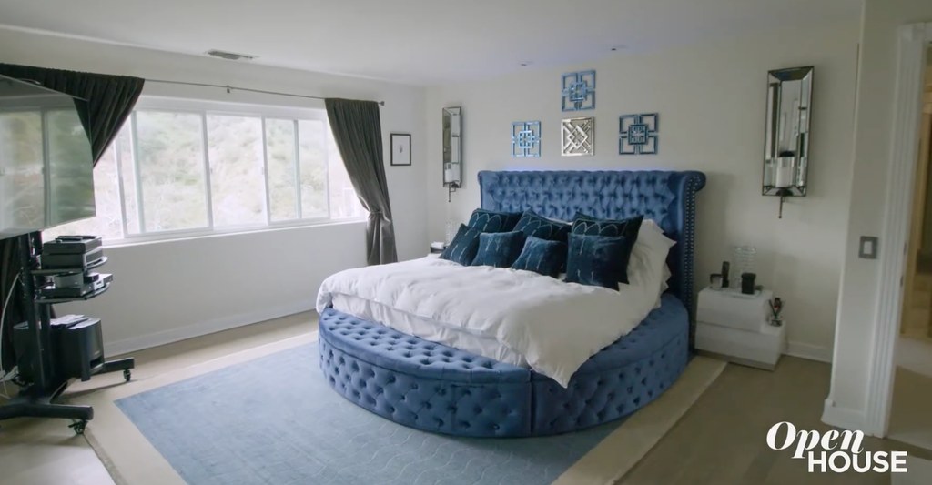 plush blue bed