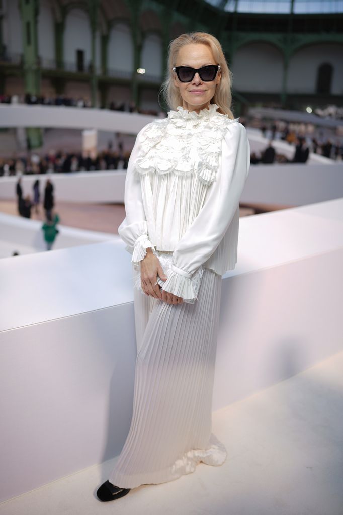 Pamela opted for an all-white look