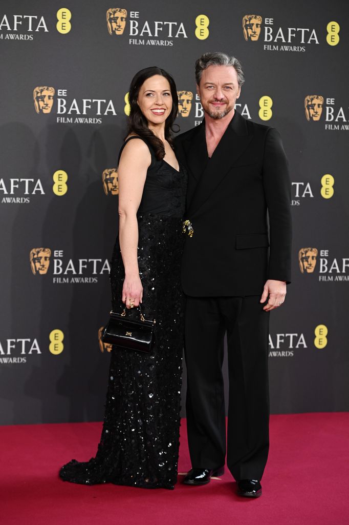 Lisa Liberati and James McAvoy attend the 2025 EE BAFTA Film Awards at The Royal Festival Hall on February 16, 2025 in London, England.