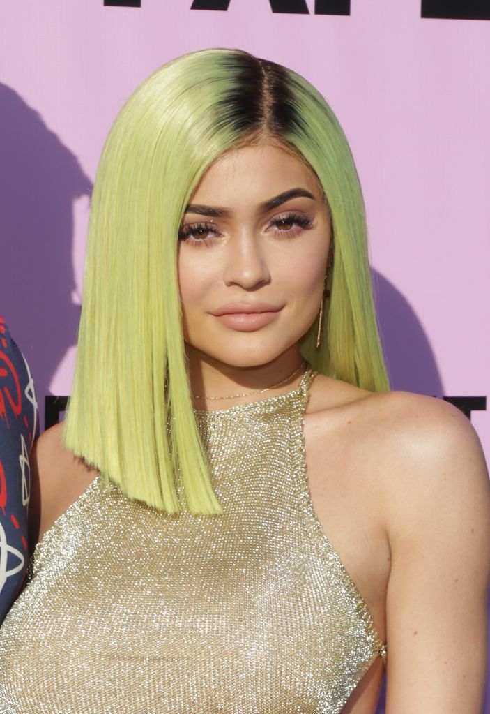 Kylie Jenner with green hair 