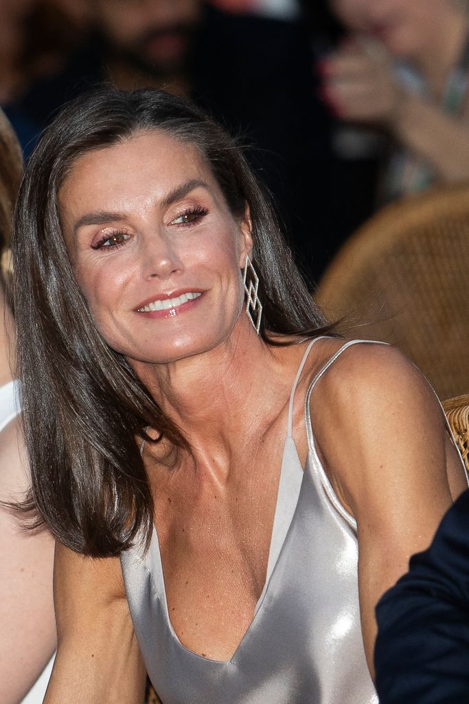 Queen of Spain Letizia reacts during the closing gala of the 14th edition of the Atlantida Mallorca Film Festival in Palma de Mallorca 