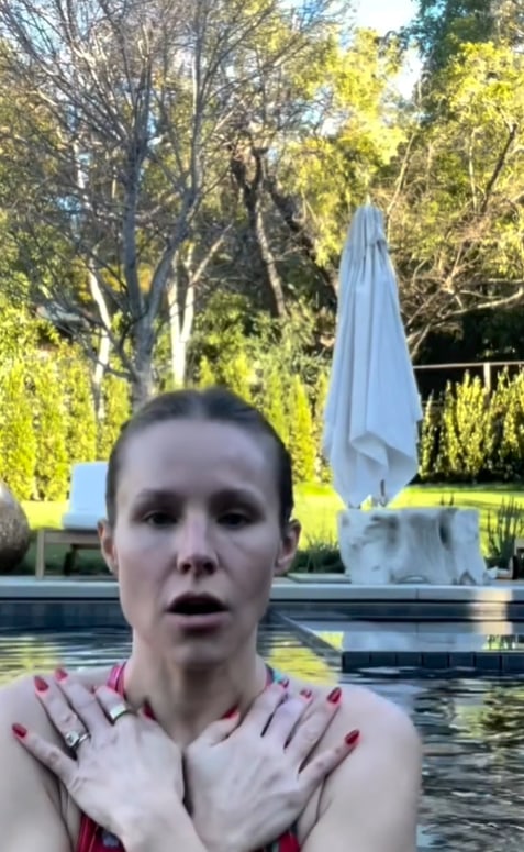 Kristen Bell taking a cold plunge at home