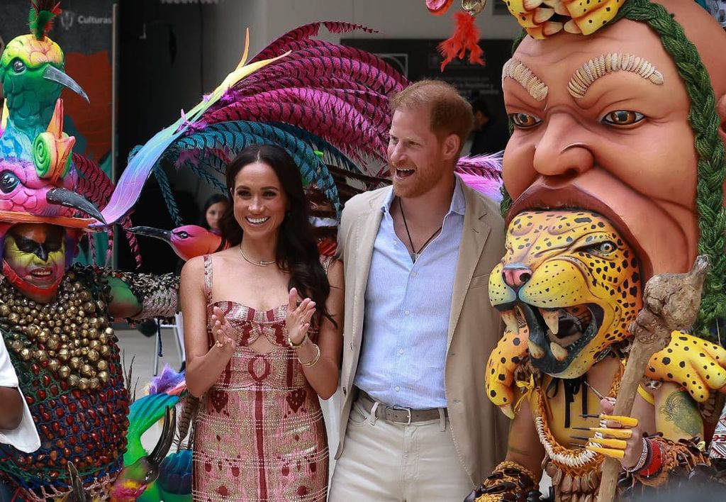 Prince Harry and Meghan Markle during their ongoing tour of Colombia