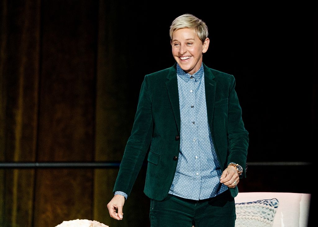 Comedian Ellen DeGeneres seen onstage during "A Conversation With Ellen DeGeneres" at Rogers Arena on October 19, 2018 in Vancouver, Canada.