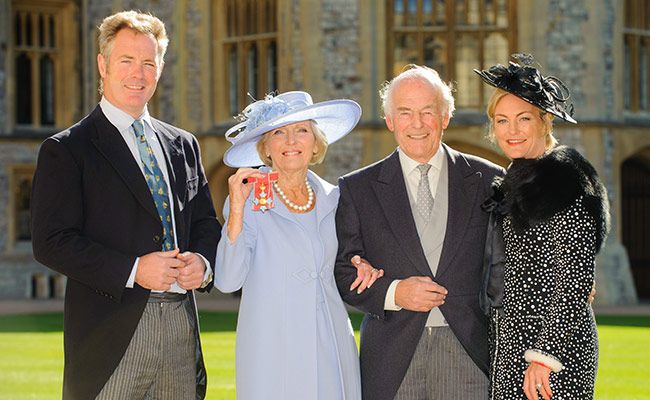 Mary Berry smiling at Windsor castle with her husband and family