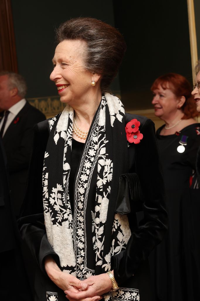 Princess Royal wore three poppies for the occasion
