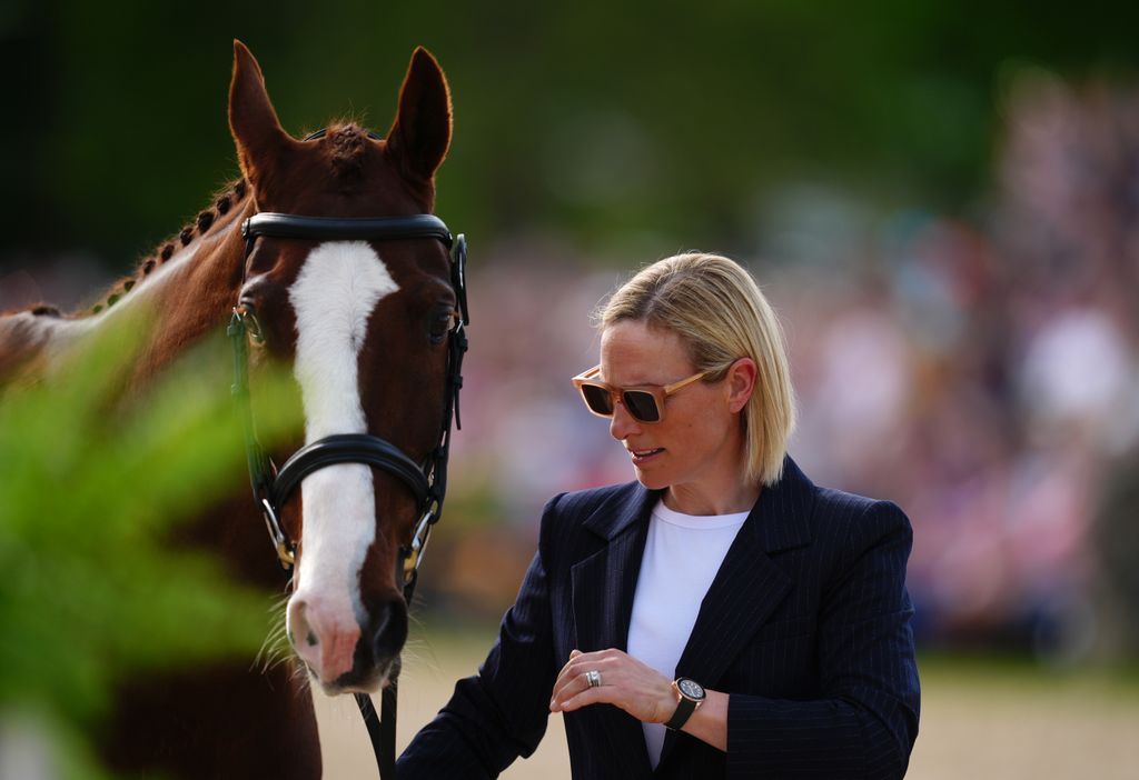  Zara Tindall with brown horse