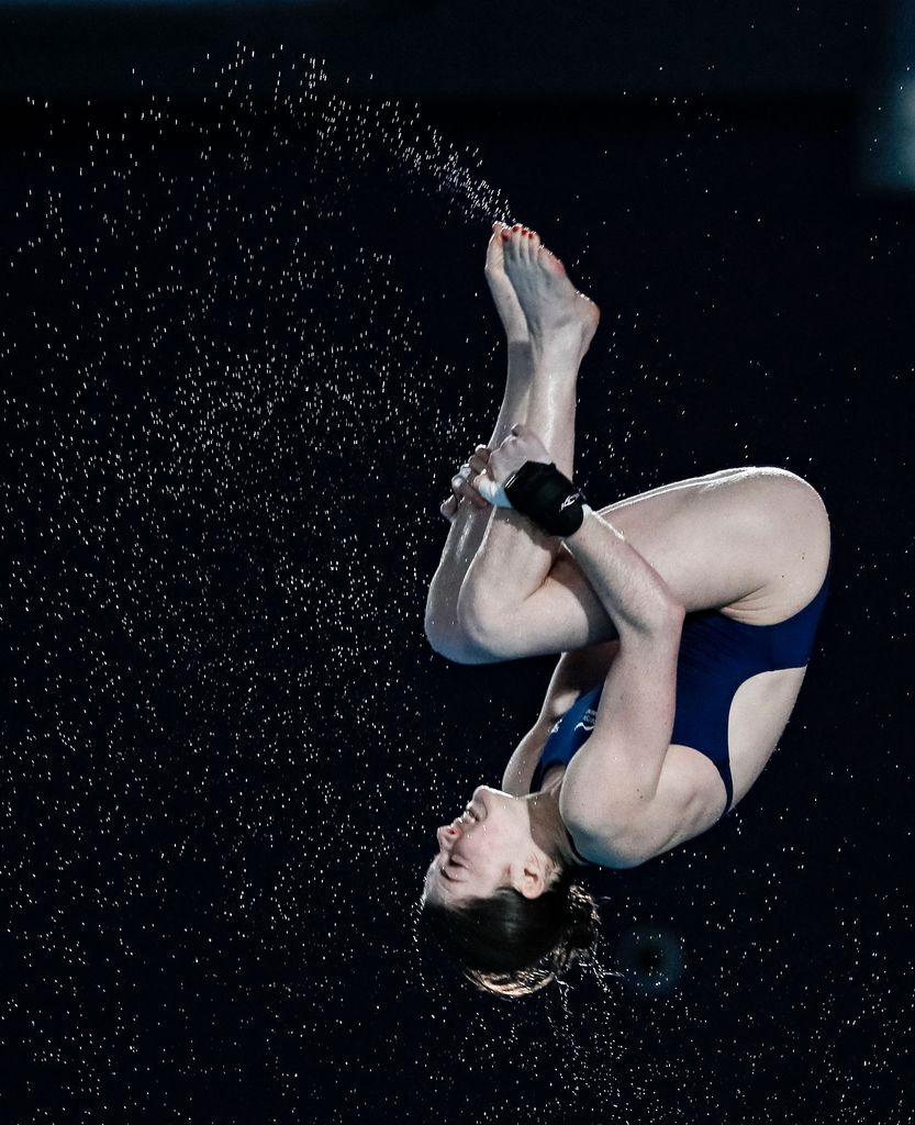 Andrea Spendolini Sirieix of Great Britain competes at the Women 10m Platform Semifinals at the FINA World Aquatics Championships in Doha, Qatar, 05 February 2024