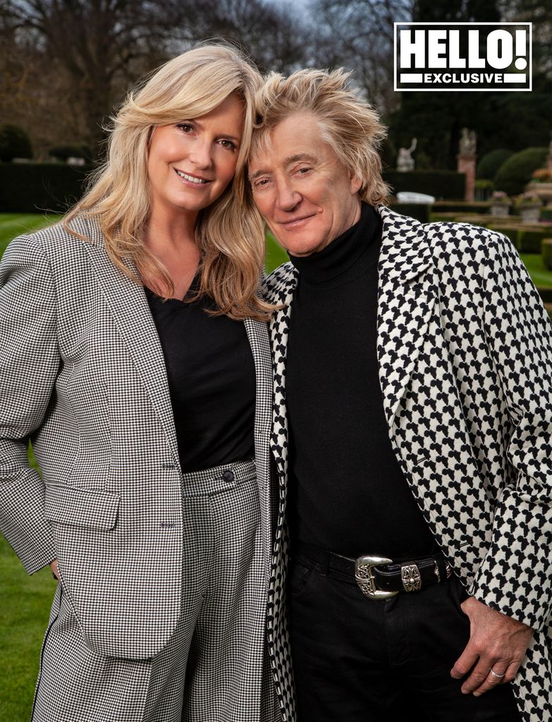 Penny Lancaster and Rod Stewart pose for HELLO! shoot at home