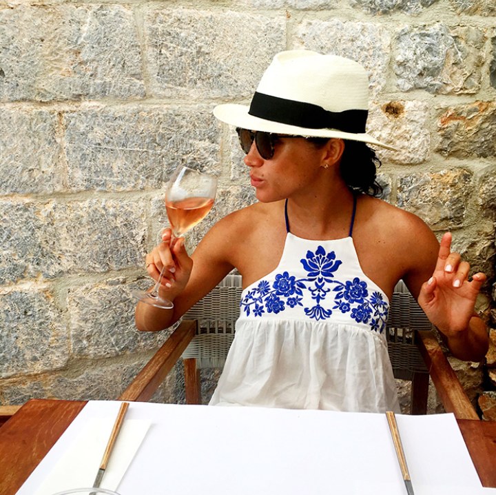 The Duchess of Sussex sipping rose in Hydra, Greece