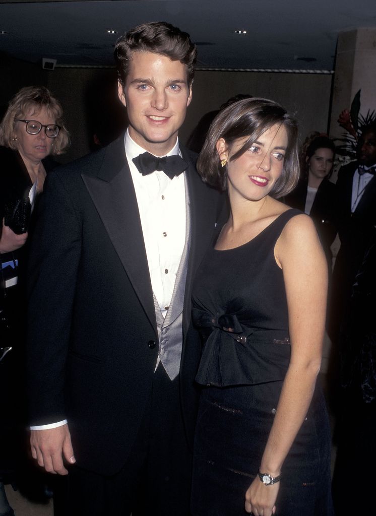 Chris O'Donnell and girlfriend Caroline Fentress attend the 53rd Annual Golden Globe Awards on January 21, 1996 at Beverly Hilton Hotel in Beverly Hills, California
