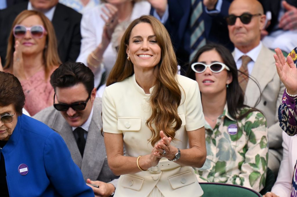 Catherine, Princess of Wales attends day thirteen of the Wimbledon Tennis Championships at the All England Lawn Tennis and Croquet Club at All England Lawn Tennis and Croquet Club on July 12, 2025 in London, England