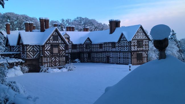 Pitchford Hall in Snow