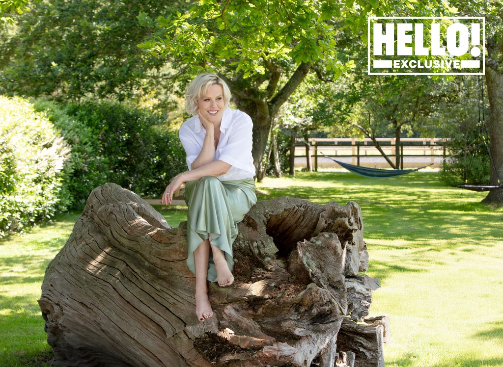 Rebecca Wilcox and family pose for HELLO! shoot