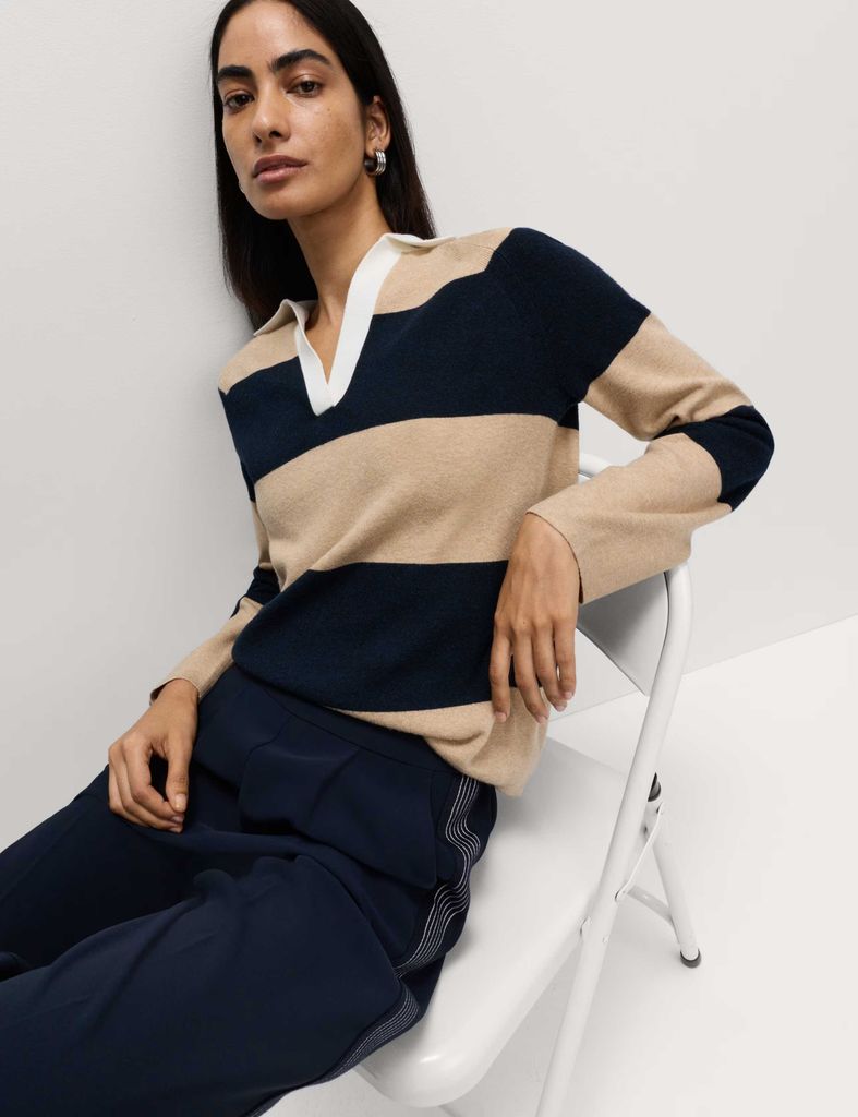 Soft Touch Striped Knitted Rugby Top