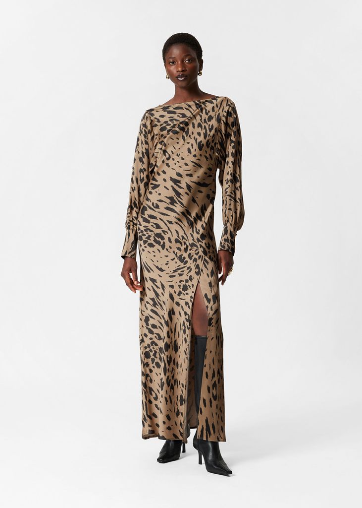 Long tiger print dress best sale