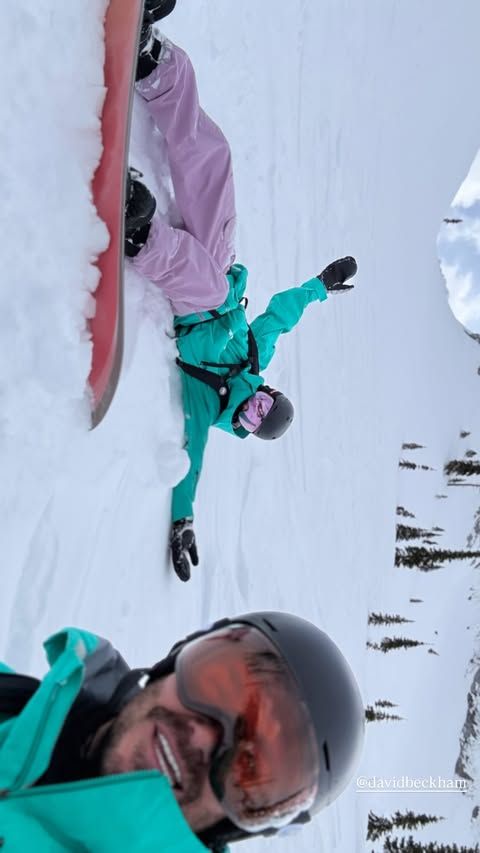 father and son on ski trip 