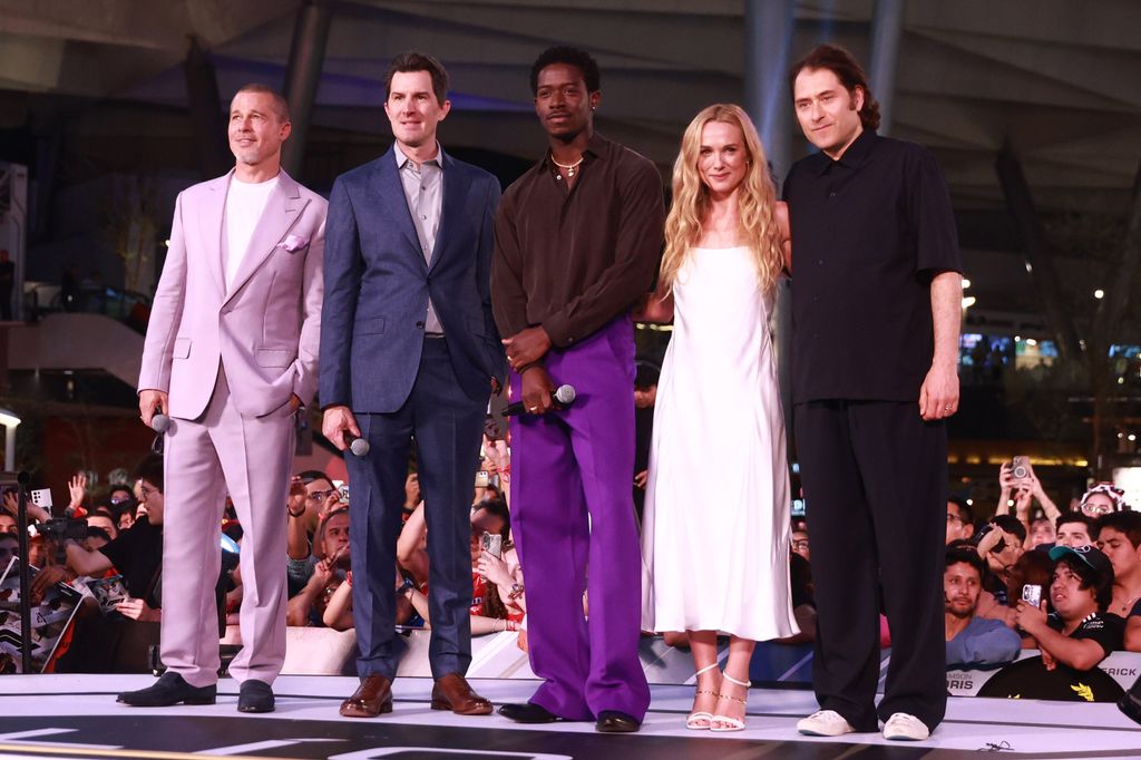 Brad Pitt, Joseph Kosinski, Damson Idris, Kerry Condon and Jeremy Kleiner  at the photocall for the 'F1: The movie' at Toreo Parque Central