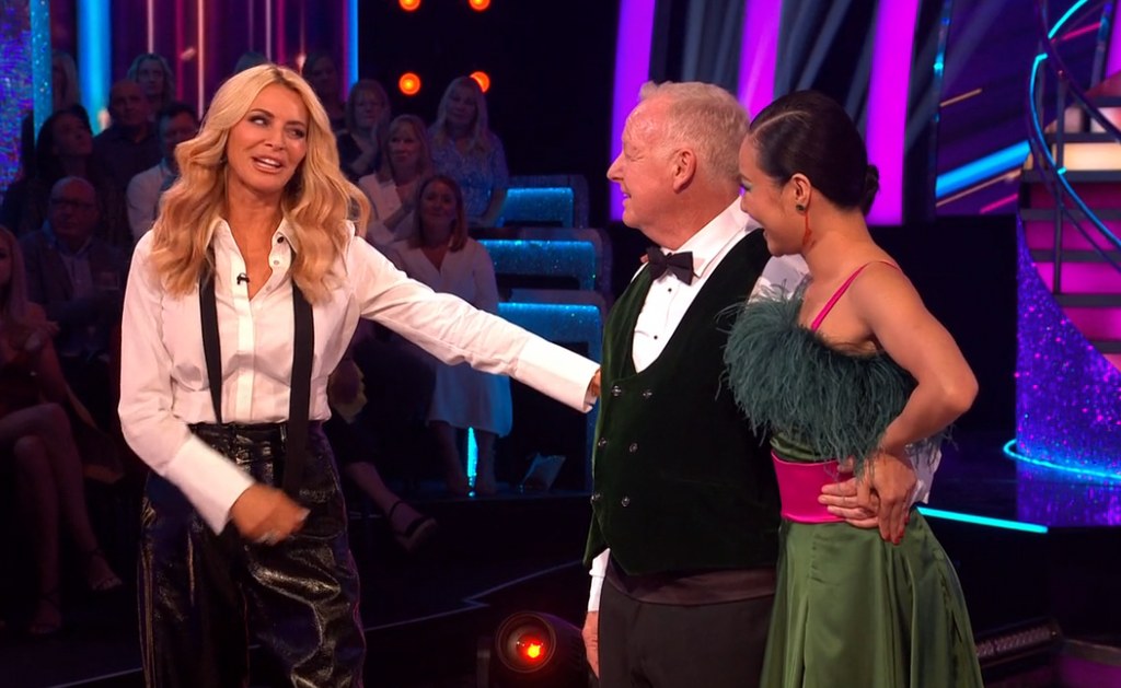 Tess Daly, Les Dennis and Nancy Xu on Strictly