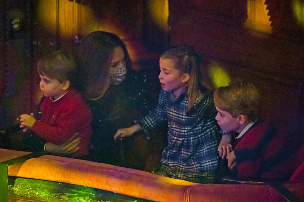 The Princess of Wales and her childrenat a special pantomime performance of The National Lottery's Pantoland at London's Palladium Theatre in London on December 11, 2020