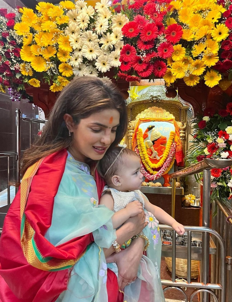 Priyanka Chopra with her daughter Malti Marie during her first trip to India