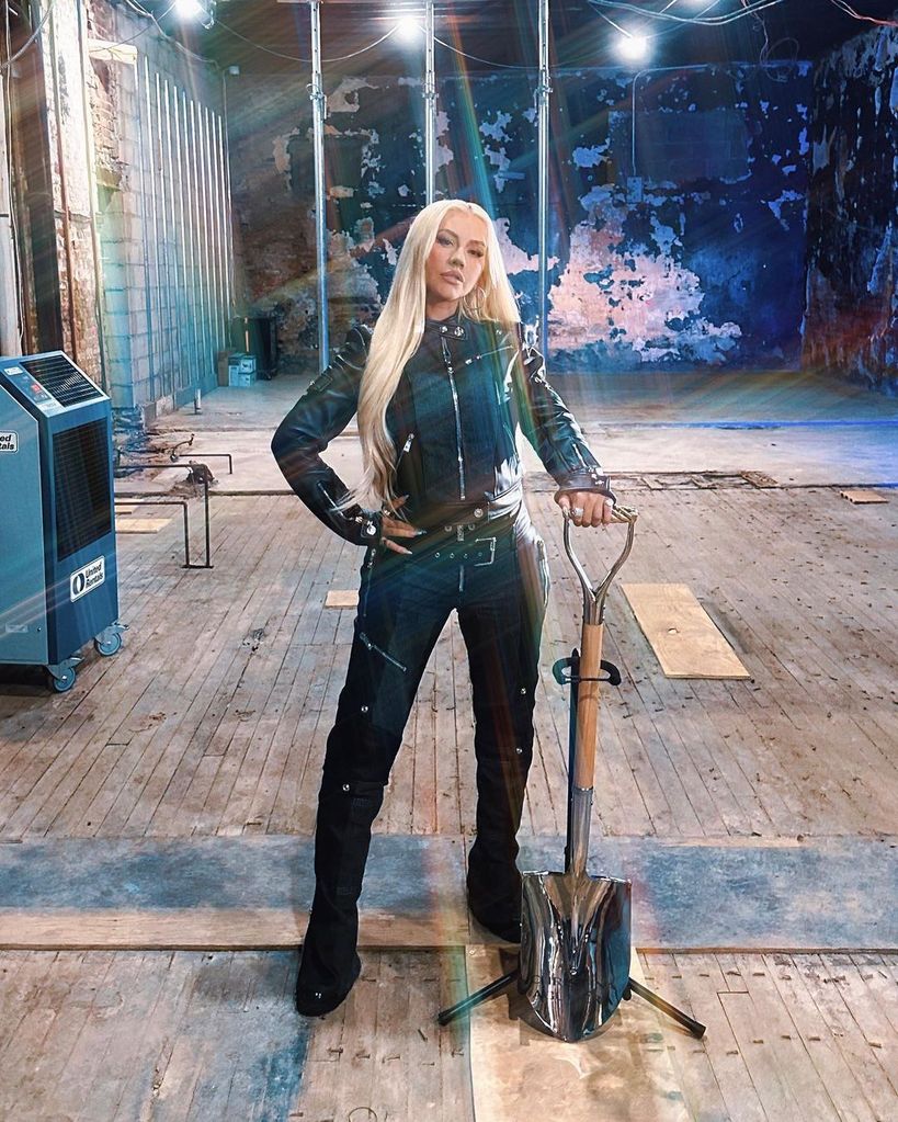Christina Aguilera at the Stonewall National Monument after being honored with a Golden Shovel