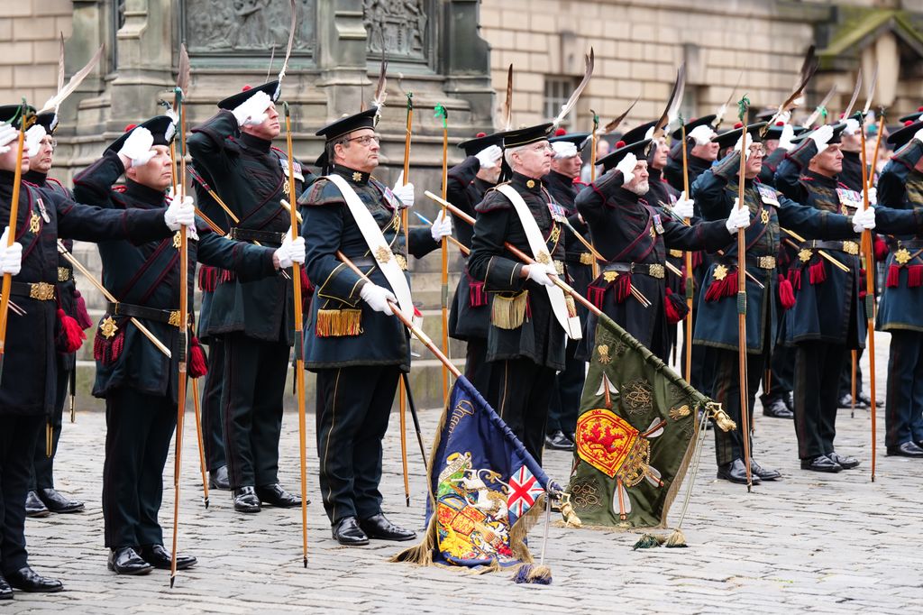 Members of the Royal Company of Archers ahead of the Order of the Thistle Service at St Giles' Cathedral