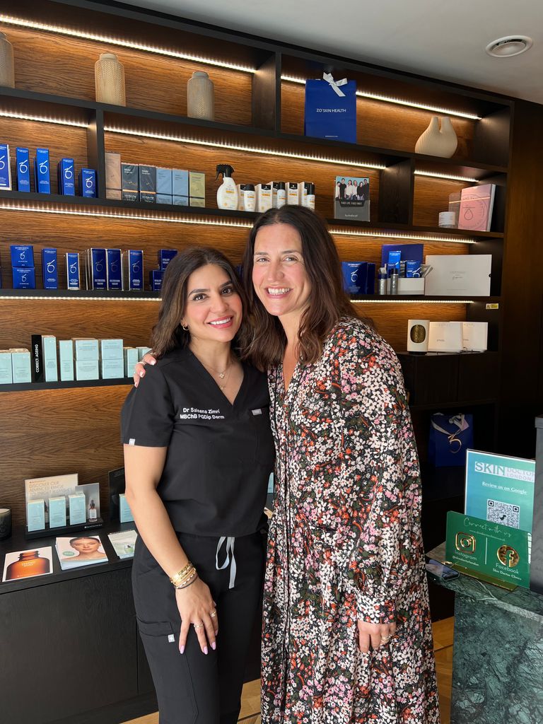 Donna and Dr Saleena Zimri at the Skin Doctors Clinic in London