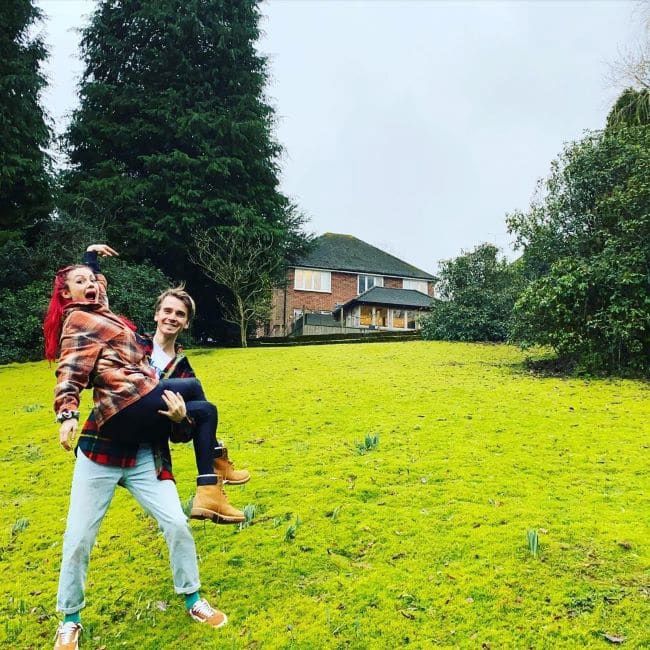 Dianne Buswell and Joe Sugg in the garden of their stunning country home 