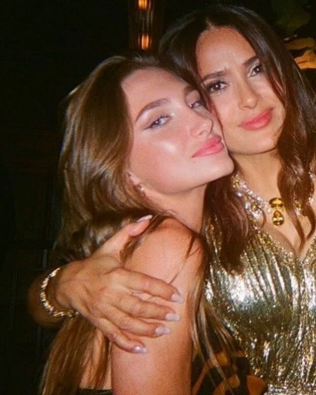 salma hayek with arm around stepdaughter mathilde