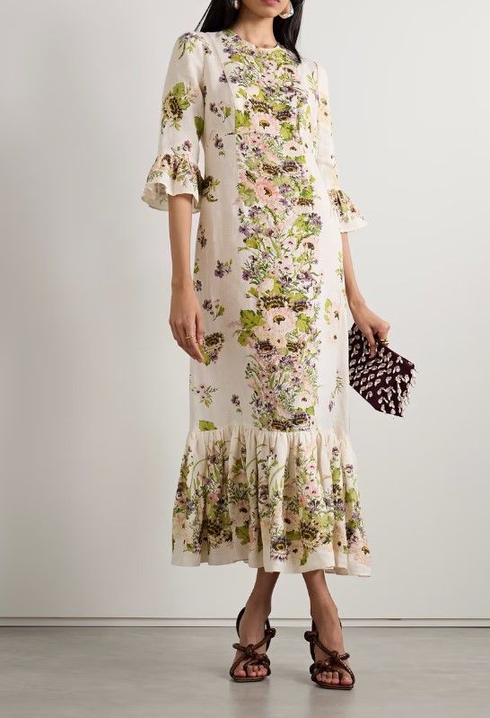 ZIMMERMANN
Halliday ruffled floral-print linen midi dress