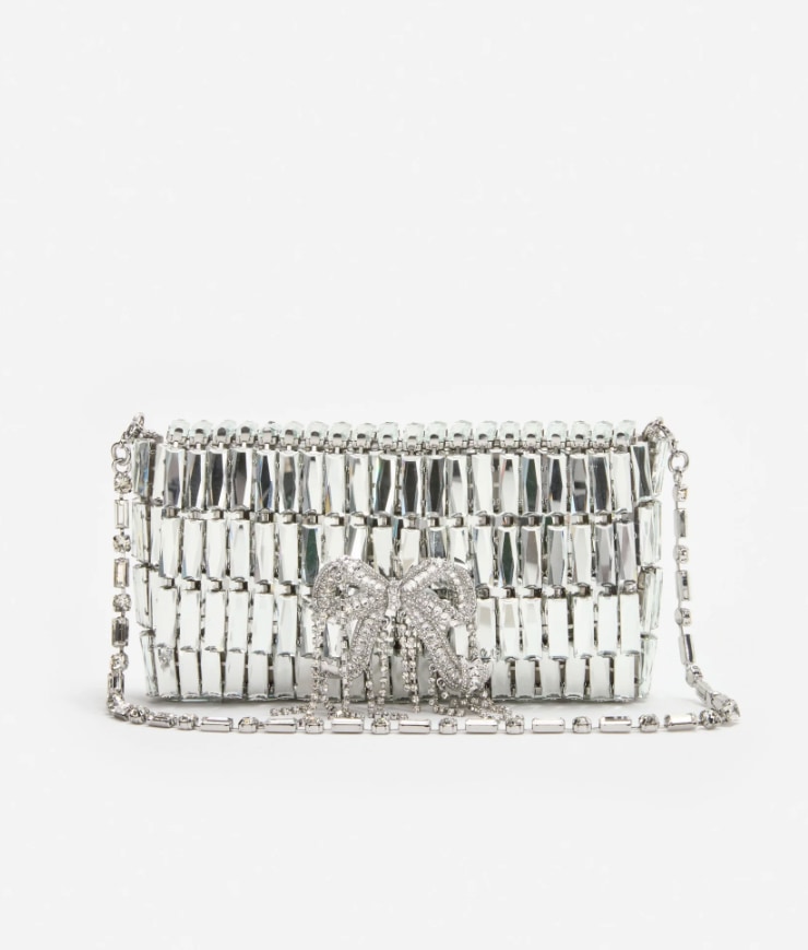 Silver Crystal Bow Mini Shoulder Bag
