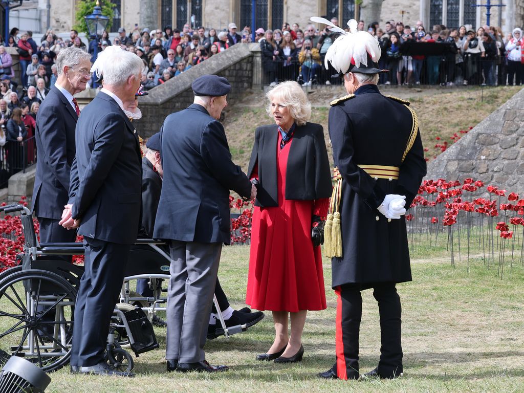 The Queen speaking with veterans at Tower of London