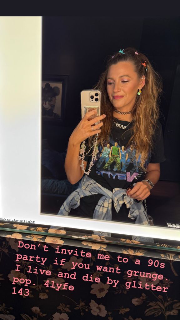 Blake Lively shares an insight into her process and is preparing for a party of the 90s party on Instagram stories