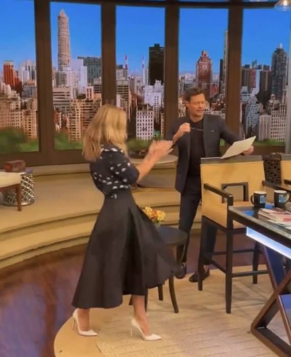 kelly ripa black midi skirt