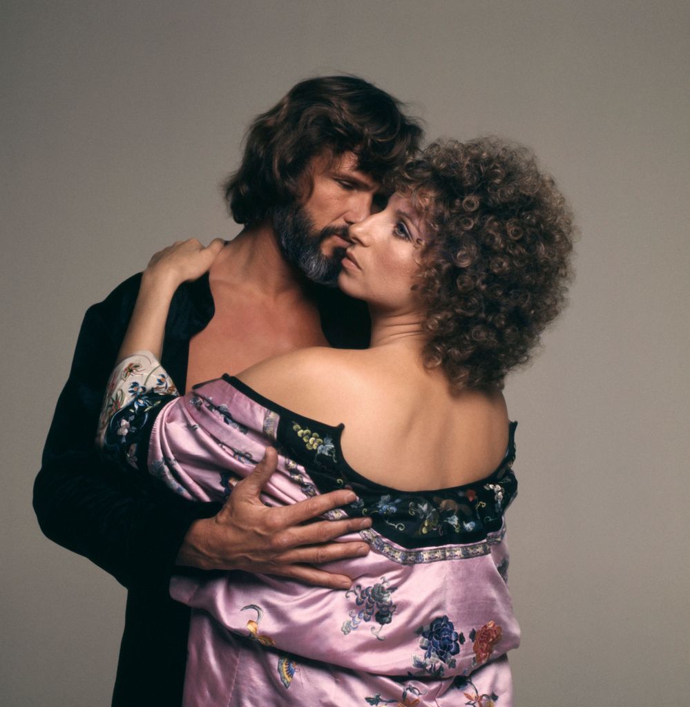 A Star is Born Barbra Streisand and Kris Kristofferson pose for a romantic publicity portrait for the 1976 movie.